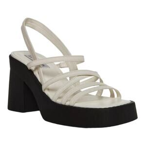 Steve Madden Kalani Strappy Platform Sandals Heels Y2k Retro White Chunky sz 10